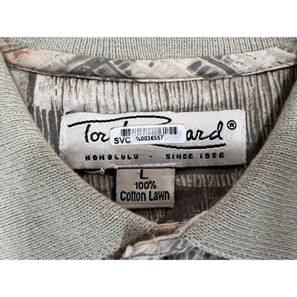 Tori Richard Cotton Lawn Palm Tree Tribal Hawaiian Mens Large Polo Shirt Beach - Picture 4 of 9